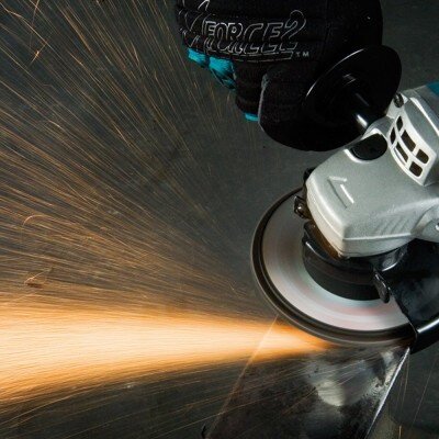 Grinding metal, sparks flying