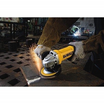 Grinding metal with angle grinder