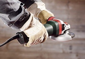 Holding the Metabo 4.5-Inch angle grinder