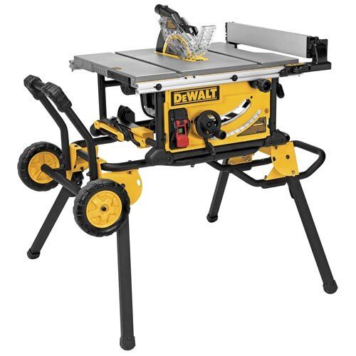 Dewalt DWE 7491RS table saw with stand, yellow