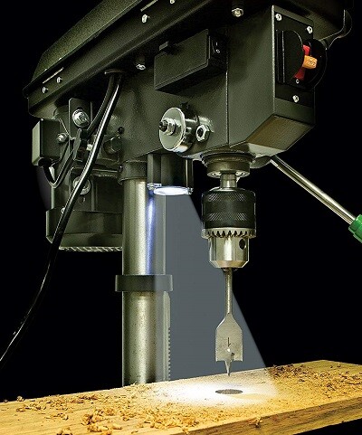 Showing work light of drill press