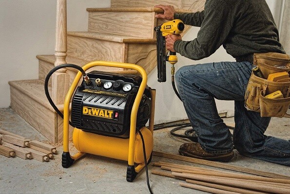 Using a quiet air compressor for framing